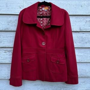 Red Tulle pea coat size extra-large